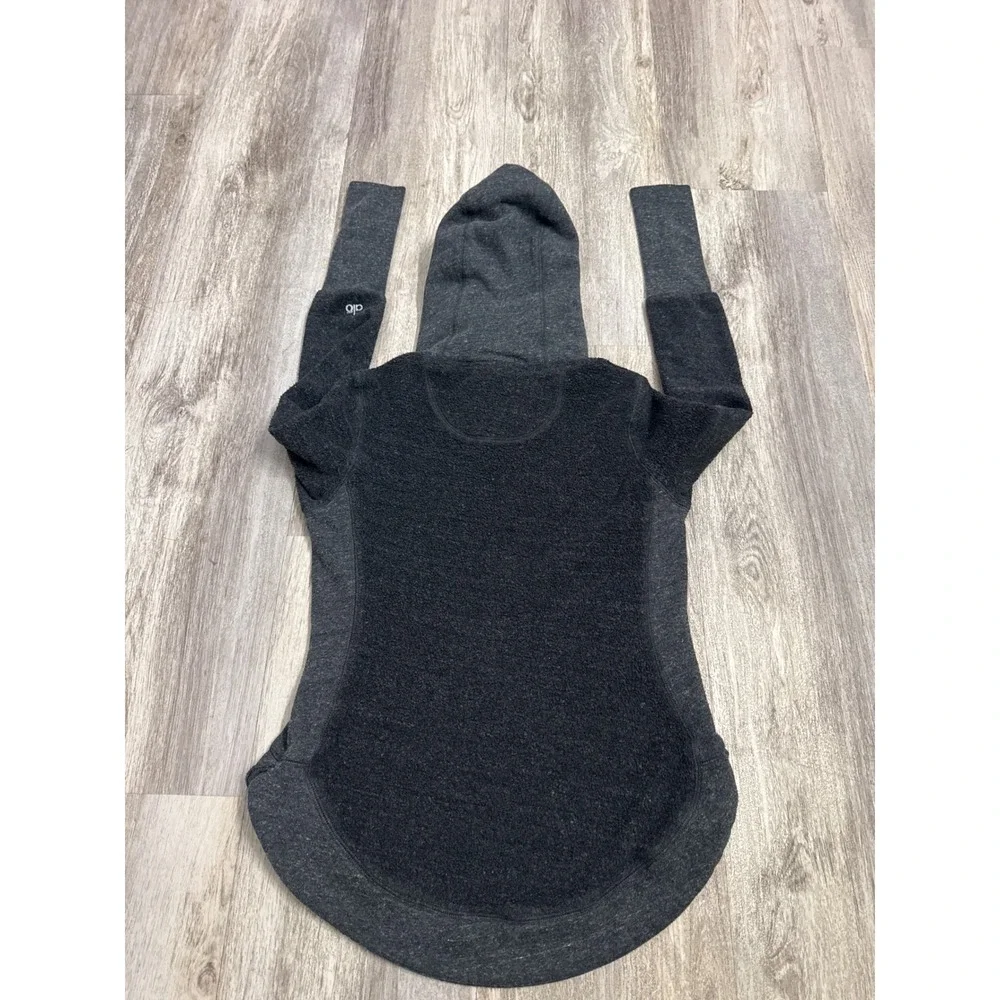 Alo Yoga Charcoal Grey Fleece Lined Hoodie Sweatshirt Women Size Small